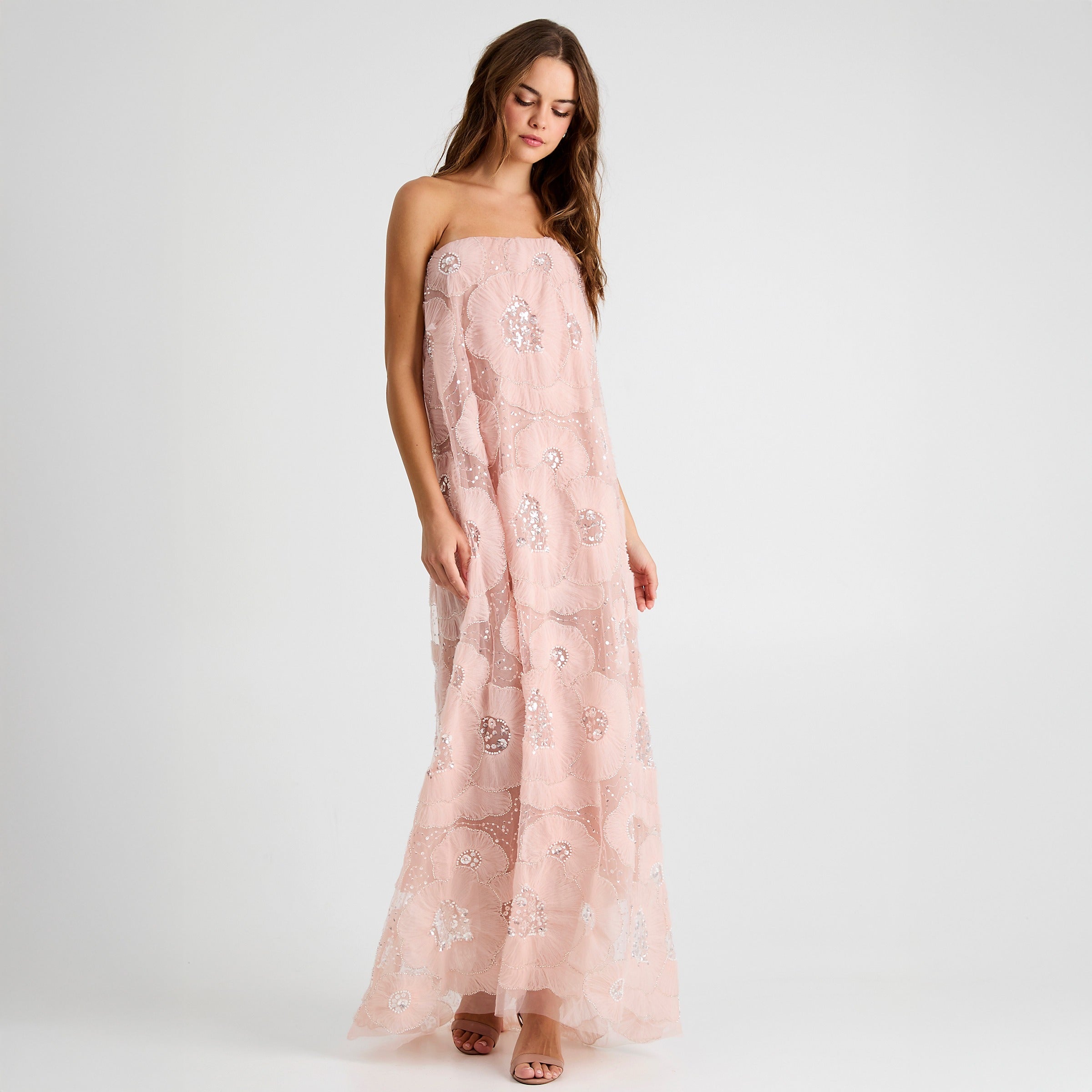 helsi margot strapless floral sequin maxi dress Hello Spring! {Floral Embroidered vt::Dresses::Pattern::Texture lined inner bodice. Color:Custom Color ( Special instructions for seller )