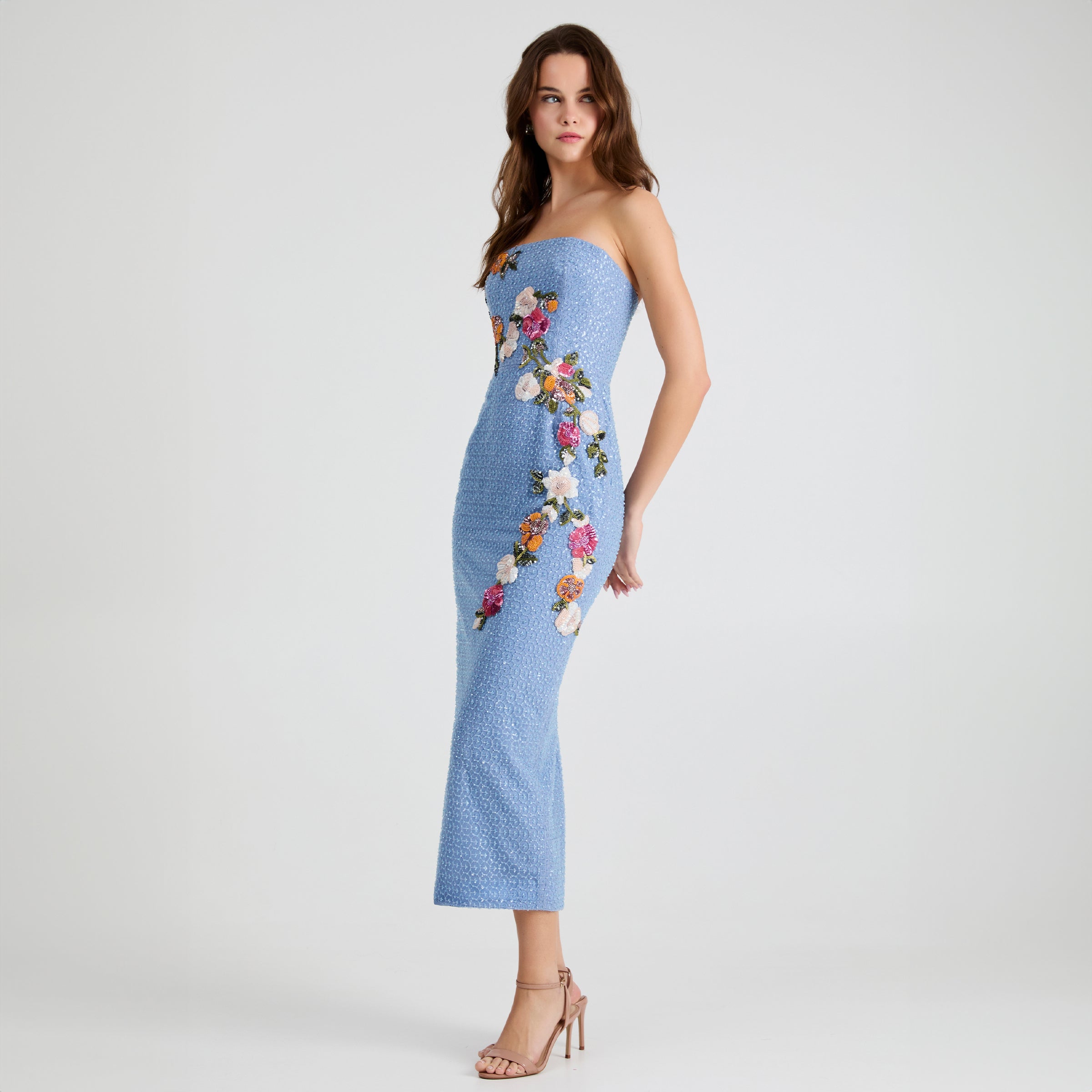 sachin and babi light blue dress Short Fit and Flare Blue Beaded Dress K07246