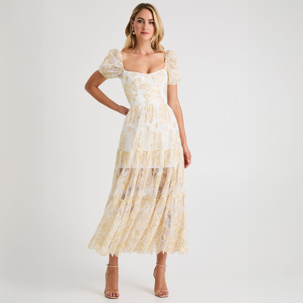 chinese dress ladies Women's Summer Puff Sleeve Floral Split Maxi Dress Flowy A Line Casual  Beach Long Dresses-Green-XS at Amazon Women's Clothing store