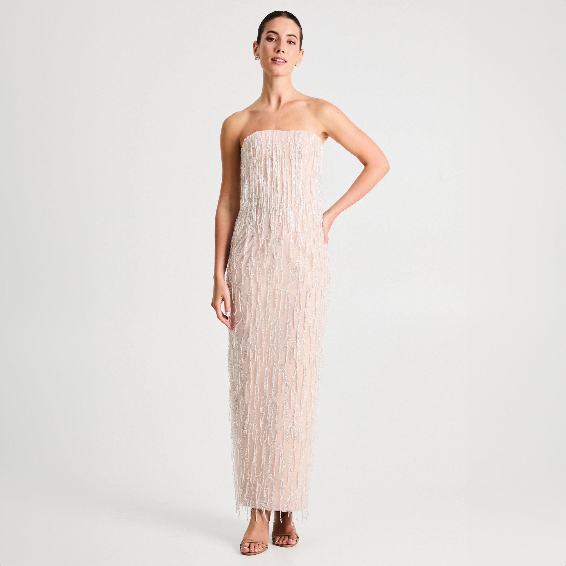 helsi naomi strapless metallic fringe midi dress Helsi | Dresses | Helsi Naomi Strapless Metallic Fringe Gown