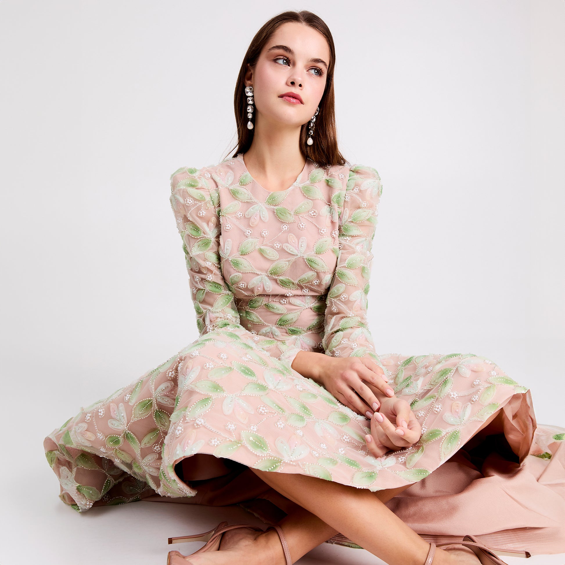 helsi tessa long-sleeve appliqu a-line maxi dress Fitted and Flare silhouette Helsi Tessa Long-Sleeve Appliqu A-Line