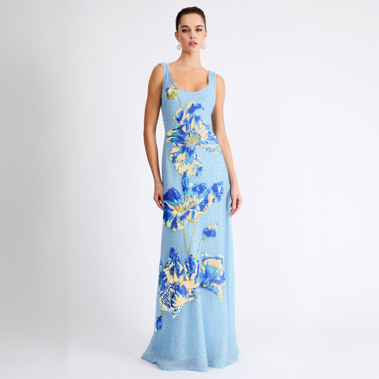 helsi dresses Caprice Dress In Navy/black Floral Fully Lined Sequin Dresses Helsi