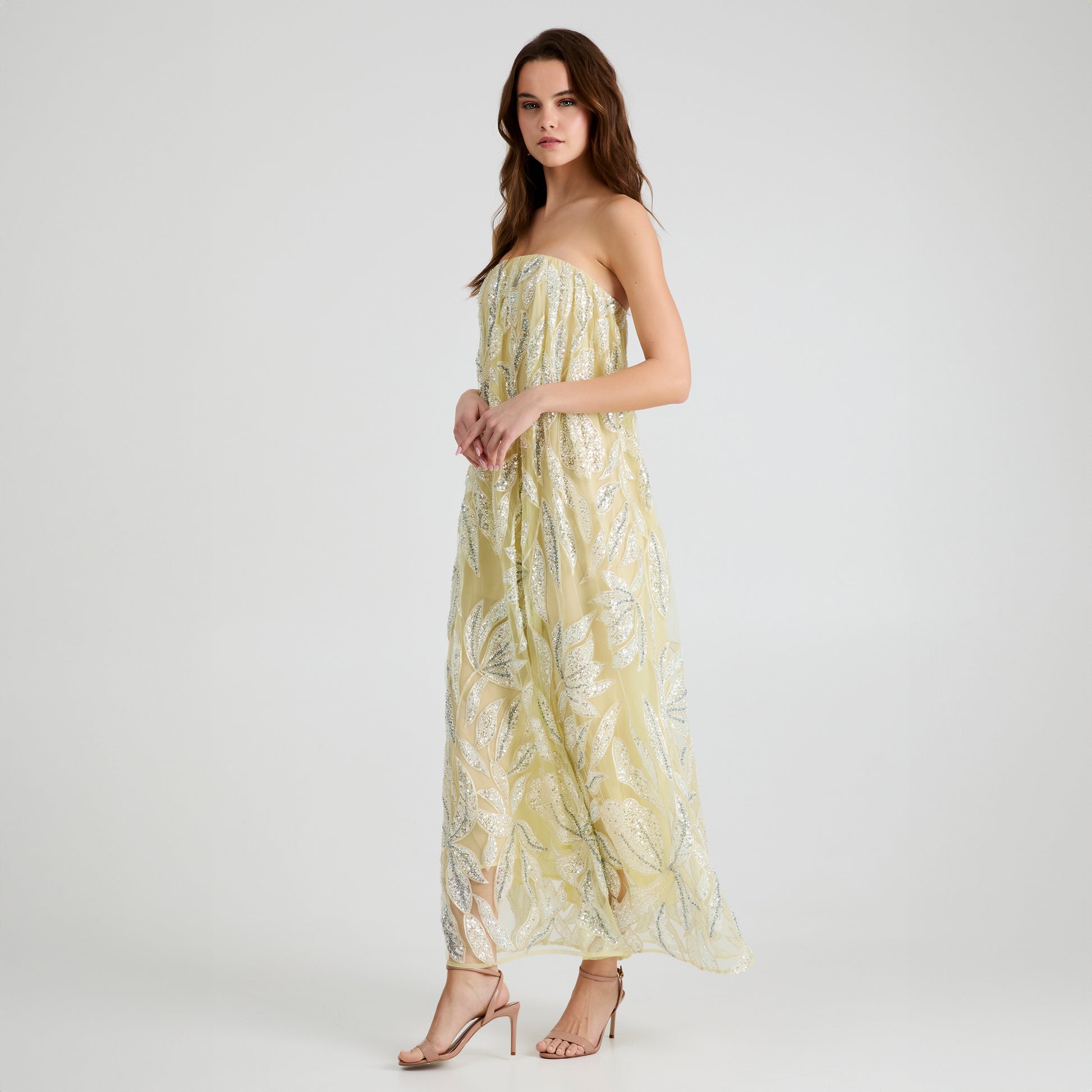 helsi margot strapless floral sequin maxi dress Margot