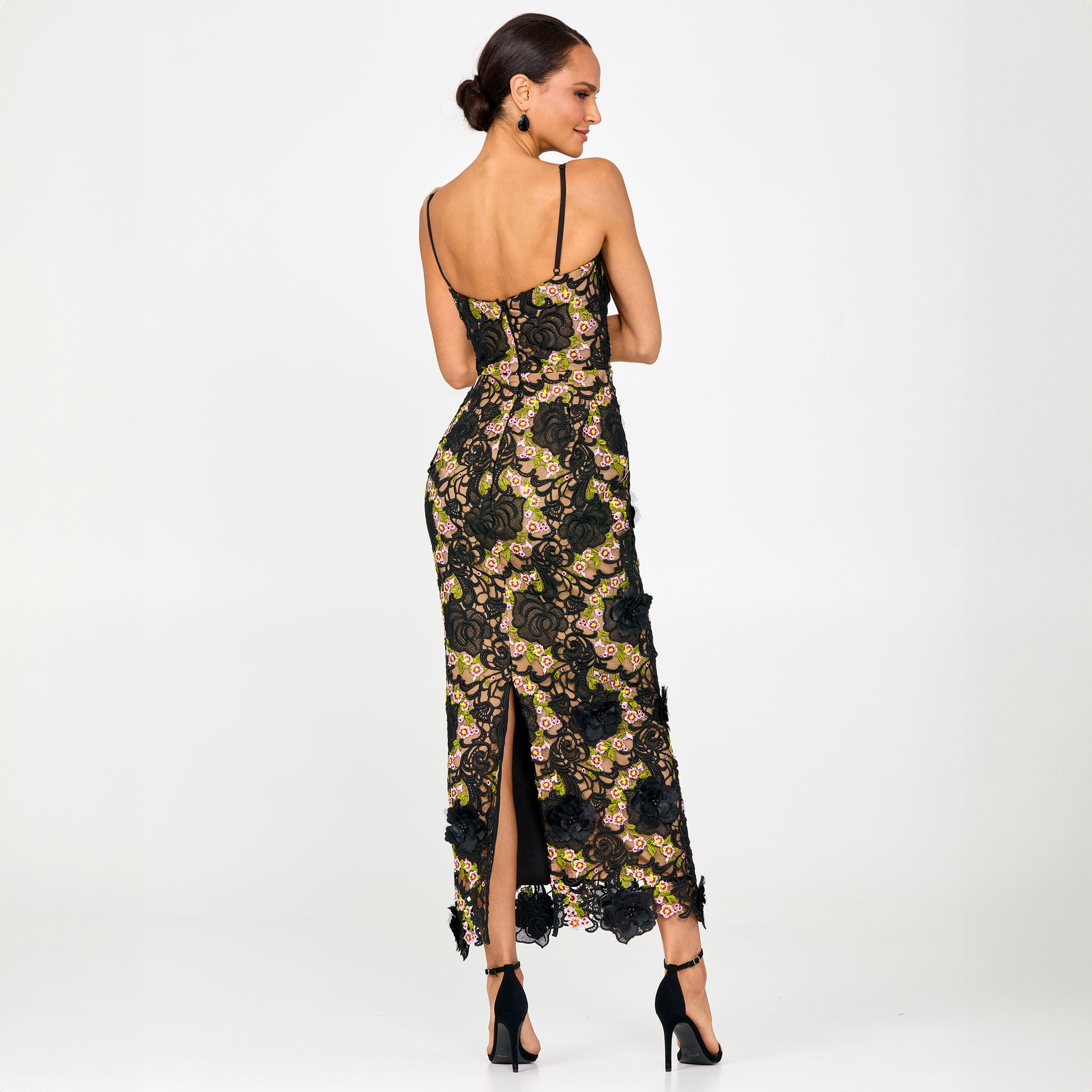 Anthropologie ★ Helsi Norah Plunging Floral Maxi Dress Helsi Norah Plunging Dimensional Floral Column Maxi Dress
