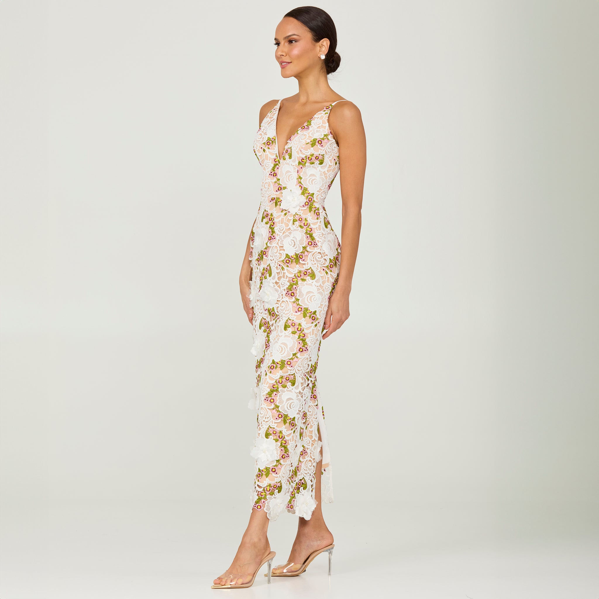 Anthropologie ★ Helsi Norah Plunging Floral Maxi Dress Helsi Norah Plunging Dimensional Floral Column Maxi Dress